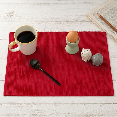 Ribbed Cotton Placemats Set of 4 Thick Weave Table Protection