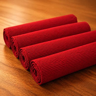 Ribbed Cotton Placemats Set of 4 Thick Weave Table Protection