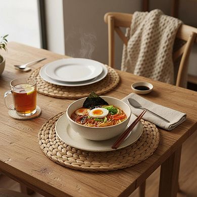6 Pack Round Woven Placemats Water Hyacinth Heat-Resistant Non-Slip Dining Fall Thanksgiving