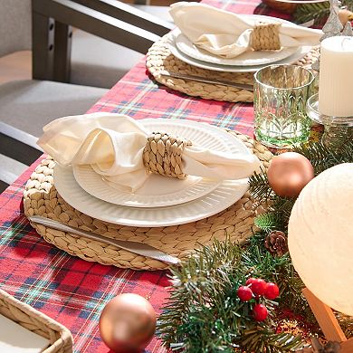 6 Pack Round Woven Placemats Water Hyacinth Heat-Resistant Non-Slip Dining Fall Thanksgiving