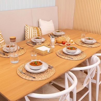 6 Pack Round Woven Placemats Water Hyacinth Heat-Resistant Non-Slip Dining Fall Thanksgiving