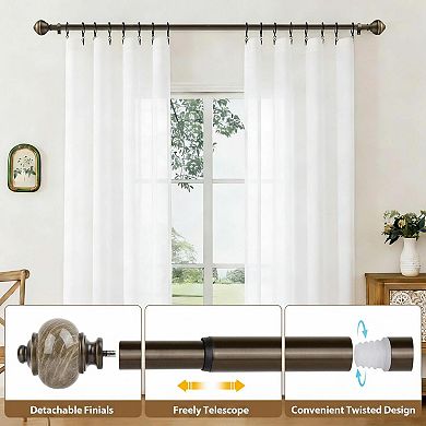 1 Inch Heavy Duty Adjustable Curtain Rod with Marbled Finials