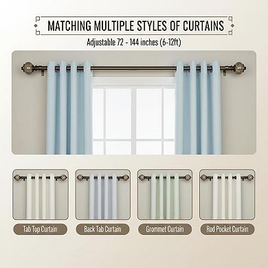 1 Inch Heavy Duty Adjustable Curtain Rod with Marbled Finials