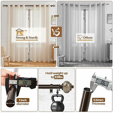 1 Inch Heavy Duty Adjustable Curtain Rod with Marbled Finials