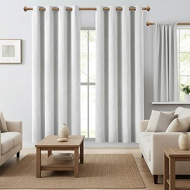 1 Inch Heavy Duty Adjustable Curtain Rod Imitation Grain Finials Wood Look Decorative Drapery Rod