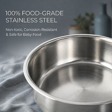 2 Qt Stainless Steel Saucepan with Steamer Basket Glass Lid Stay Cool Handle