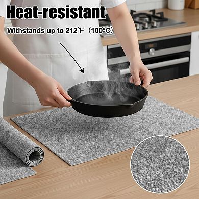 Faux Leather Heat Resistant Placemats Set of 6 Waterproof Wipeable Double Sided Dining Table Mats