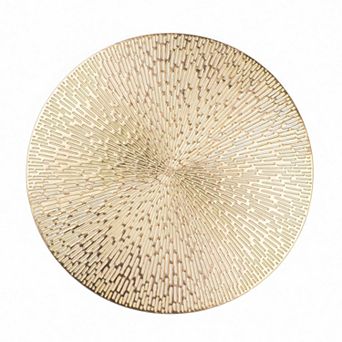 Round Metallic Vinyl Placemats Set of 6, Hollow Washable Heat-Resistant Dining Mats for Party Decor