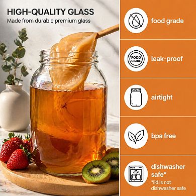 1 Gallon Mason Jars with Airtight Lids for Canning Fermentation Pickling Food Storage