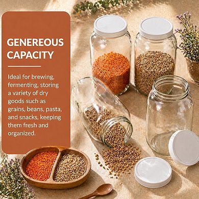 1 Gallon Mason Jars with Airtight Lids for Canning Fermentation Pickling Food Storage