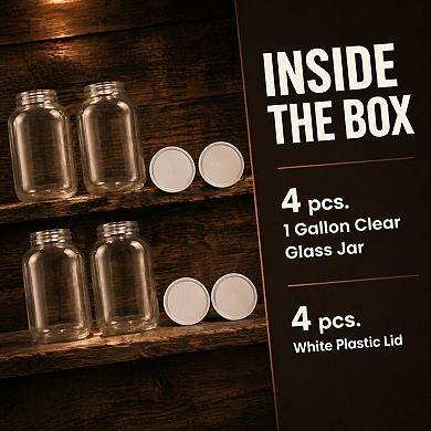 1 Gallon Mason Jars with Airtight Lids for Canning Fermentation Pickling Food Storage