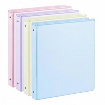 1 Inch 3 Ring Binder 4 Pack Pastel Holds 200 Letter Sheets With Pockets For School Office Home