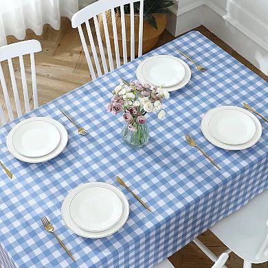 Waterproof Buffalo Gingham Plastic Table Cloth, Heavy Duty Wipeable Checkered Table Covers 54 x 78