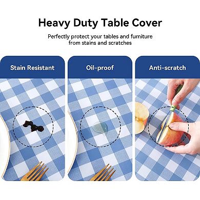 Waterproof Buffalo Gingham Plastic Table Cloth, Heavy Duty Wipeable Checkered Table Covers 54 x 78