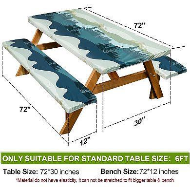 Picnic Table Cover with Bench Covers Camping Essentials Waterproof Windproof Camping Tablecloth