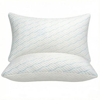 Cooling Pillows Queen Size Set of 2,Memory Foam Pillows with Zipper,Adjustable Firmness for Sleeping