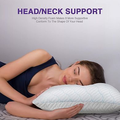 Cooling Pillows Queen Size Set of 2,Memory Foam Pillows with Zipper,Adjustable Firmness for Sleeping