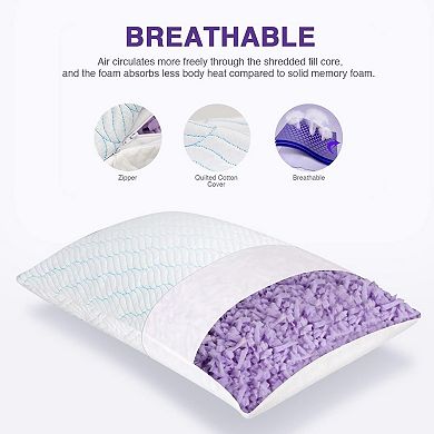 Cooling Pillows Queen Size Set of 2,Memory Foam Pillows with Zipper,Adjustable Firmness for Sleeping