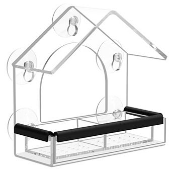 Clear Window Bird Feeder 5 Suction Cups Lift-Out Tray Weatherproof Bird Watching Gift for Bird