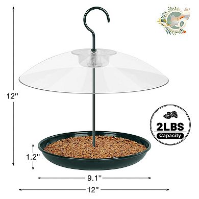 Hanging Platform Bird Feeder: Weatherproof, Squirrel-Resistant Metal Tray, 2Lb Capacity, 360°