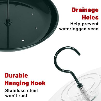 Hanging Platform Bird Feeder: Weatherproof, Squirrel-Resistant Metal Tray, 2Lb Capacity, 360°