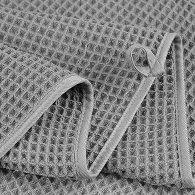 430 GSM Microfiber Quick Dry Lint Free Oversize Bath Towel Set, 6 Piece (Waffle Weave)