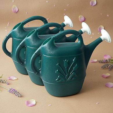 2 Gallon Watering Can 3-Pack, Green for Outdoor Plants