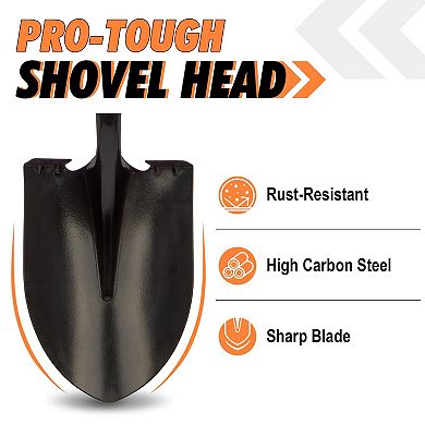 56 Inch Heavy Duty Metal Digging Shovel Fiberglass Non Slip Handle