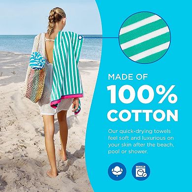4 Pack Colorful Striped Beach & Pool Towel - Extra Large Beach Towel- Soft & Absorbent Cotton Towels