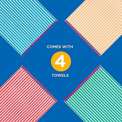 4 Pack Colorful Striped Beach & Pool Towel - Extra Large Beach Towel- Soft & Absorbent Cotton Towels