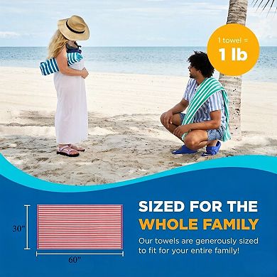 4 Pack Colorful Striped Beach & Pool Towel - Extra Large Beach Towel- Soft & Absorbent Cotton Towels