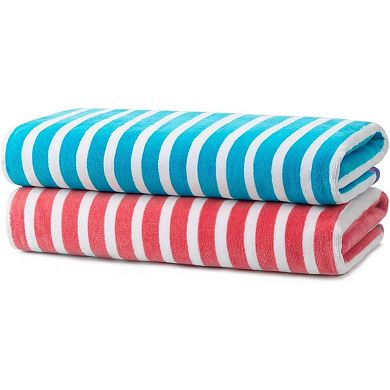 4 Pack Colorful Striped Beach & Pool Towel - Extra Large Beach Towel- Soft & Absorbent Cotton Towels