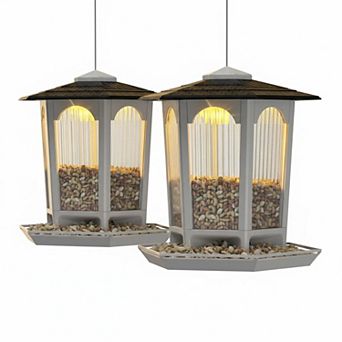 Solar Bird Feeders 2 Pack for Outdoors Hanging Attract Wild Birds