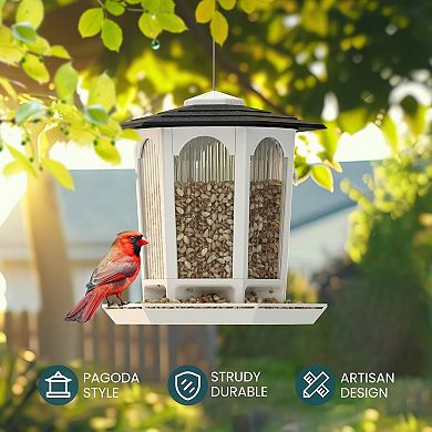 Solar Bird Feeders 2 Pack for Outdoors Hanging Attract Wild Birds