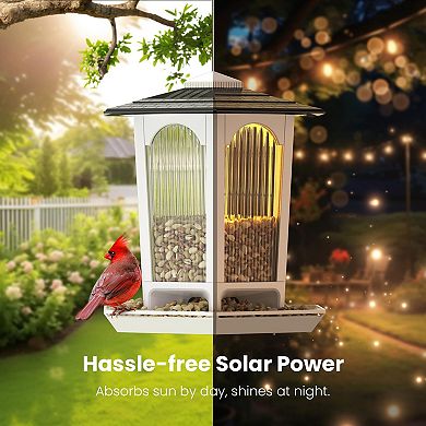 Solar Bird Feeders 2 Pack for Outdoors Hanging Attract Wild Birds