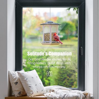 Solar Bird Feeders 2 Pack for Outdoors Hanging Attract Wild Birds