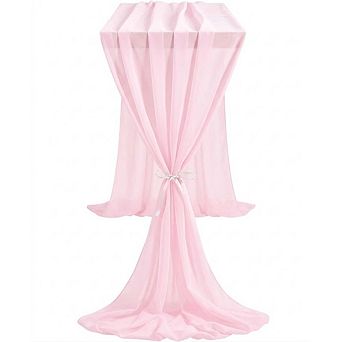 Chiffon Table Runner 1 pc Pink Rustic Sheer Fabric for Wedding Baby Shower Birthday