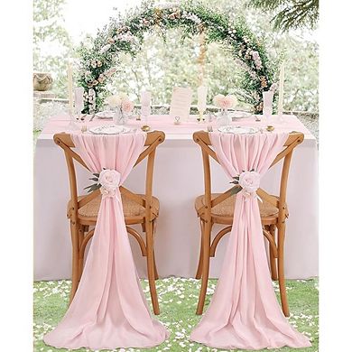 Chiffon Table Runner 1 Piece Pink Rustic Sheer Fabric for Wedding Baby Shower Birthday