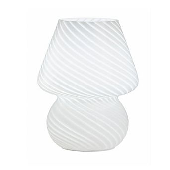 Glass Mushroom Lamp Vintage Striped Table Bedside Light Decor