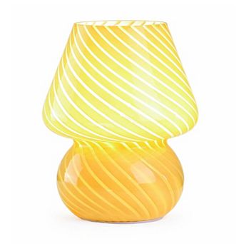 Glass Mushroom Lamp Vintage Striped Table Bedside Light Decor