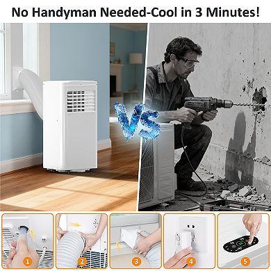 6,000 BTU (DOE) Portable Air Conditioner Cools 200 sq. ft. with Dehumidifier, Drain Hose and Remote