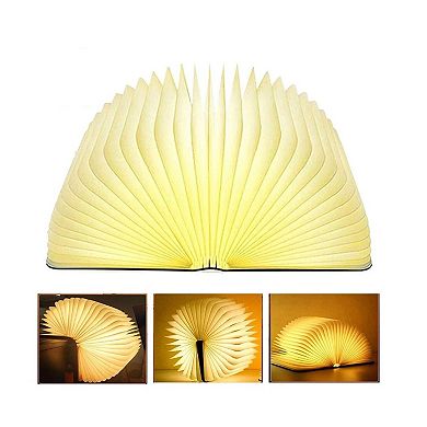 Folding Wooden Book Lamp USB Rechargeable LED Desk Night Light