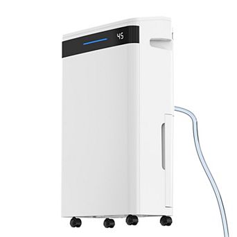 60 pt. 4500 sq. ft. Portable Dehumidifier with Bucket in. White with Drainage Hose, Child lock
