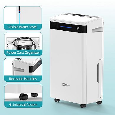 60 pt. 4500 sq. ft. Portable Dehumidifier with Bucket in. White with Drainage Hose, Child lock