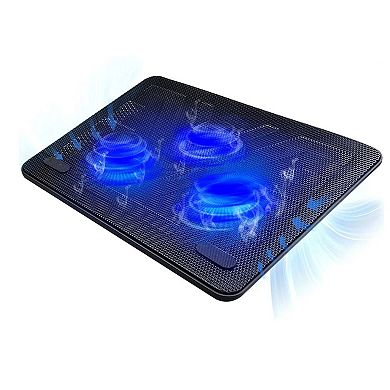 Laptop Cooling Pad 3 Fan USB Cooler Stand LED Quiet 15 to 17 Inch