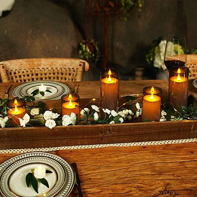 LED Pillar Candles with Remote Timer Set of 5 Flickering Flameless Candles Unbreakable Acrylic Shell