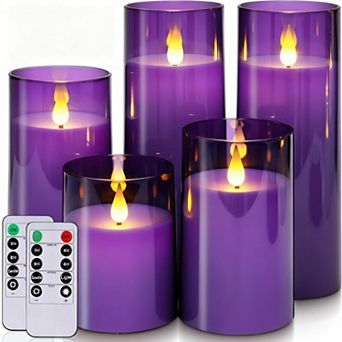 LED Pillar Candles with Remote Timer Set of 5 Flickering Flameless Candles Unbreakable Acrylic Shell