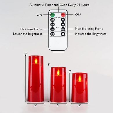 LED Flickering Candles with Remote Control and Timer Set of 9