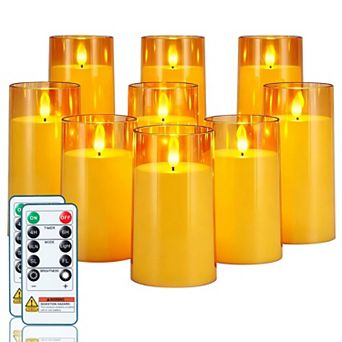 LED Flickering Candles with Remote Control and Timer Set of 9