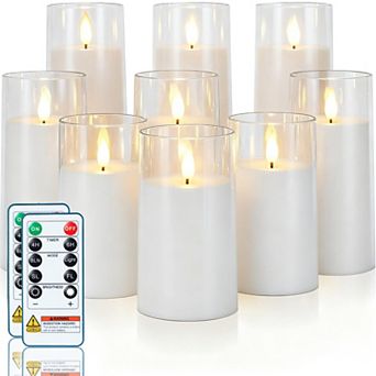 LED Flickering Candles with Remote Control and Timer Set of 9
